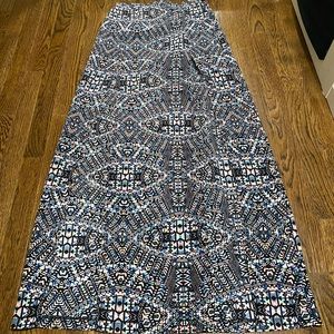 tribal patterned maxi skirt with two front slits